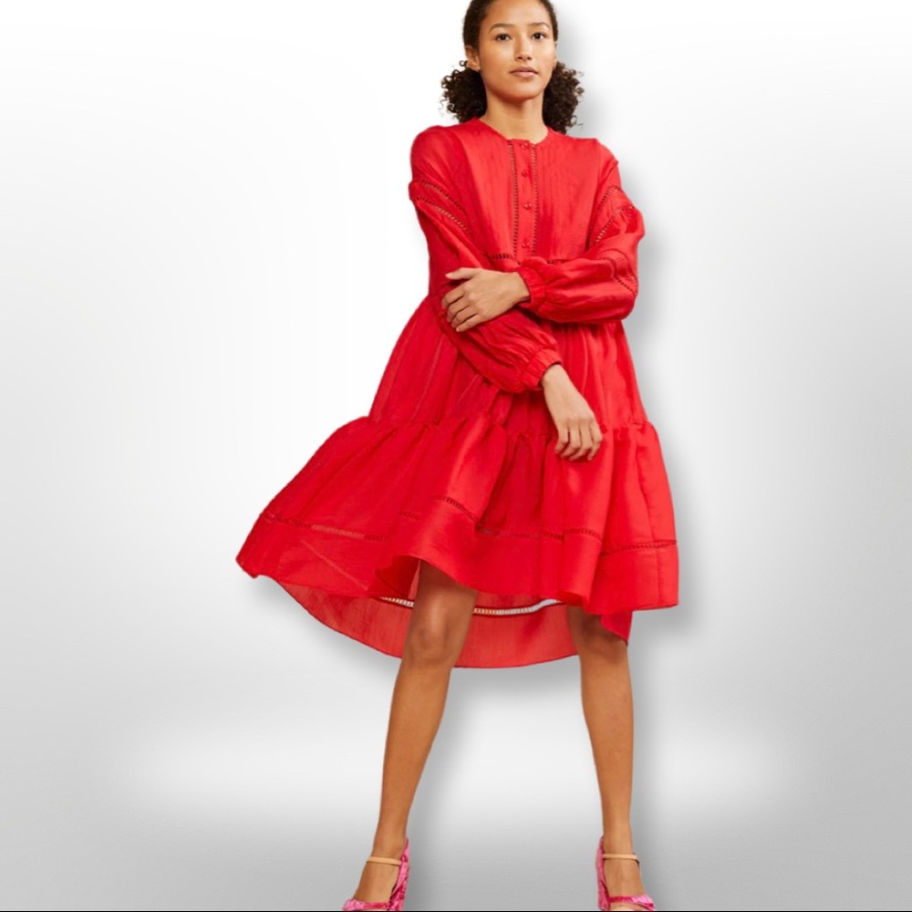 NWT CYNTHIA ROWLEY ROMA LACE TRIM DRESS M